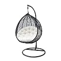 Furniture Single Seater Hammock Swing Chair with Stand & Cushion Hanging Jhula for Indoor, Outdoor, Balcony,Home, Patio, Yard, Balcony, Garden(Black Swing & White Cushion)