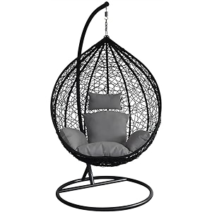 rattan furniture single seater swing chair with stand amp cushion amp hook outdoor  indoor  balcony  garden  living room