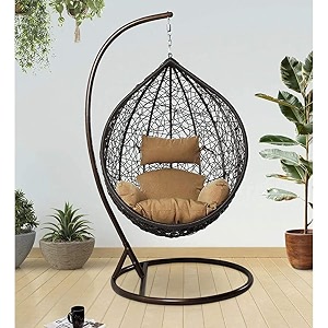 airwing swing chair the ultimate single seater swing chair with standcushion amp hook for indoor amp outdoor relaxation in living roomsbalconiesgardenspack of 1 multicolour - rattan