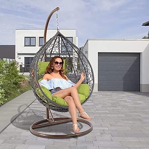 airwing swing chair the ultimate single seater swing chair with standcushion amp hook for indoor amp outdoor relaxation in living roomsbalconiesgardenspack of 1 multicolour - rattan