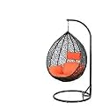 Rattan Furniture Single Seater Swing Chair With Black Stand &amp; Cushion Hammock Hanging Jhula For Indoor, Outdoor, Balcony,Home, Garden