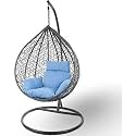 Rattan Furniture Single Seater Swing Chair With Stand &amp; Cushion &amp; Hook Outdoor Indoor| Living Room | Balcony | Garden | Patio | Home Improvement