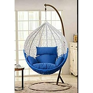rattan furniture single seater swing chair hammock with stand amp cushion hanging jhula for outdoor indoor balconyhome patio yard garden