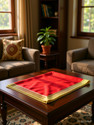 Bhakti Lehar ( Size: 1 Meter ) Red Silk Satin Pooja Altar Cloth for Mandir | Diwali Pooja Satin Altar Cloth Mat for Puja Table, God Chowki Aasan, Temple, Mandir and Multipurpose Use Altar Cloth