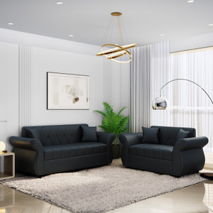 bharat lifestyle alina leatherette 3  2 sofa set black diydo-it-yourself
