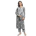 BHARVITA Women39s Cotton Blend Lucknowi Embroidered Chikankari