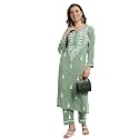 BHARVITA Women39s Cotton Blend Lucknowi Embroidered Chikankari