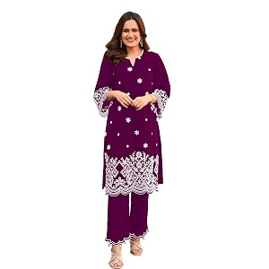 BHARVITA Womens Cotton Lucknowi Embroidered Chikankari Work