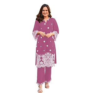 BHARVITA Womens Cotton Lucknowi Embroidered Chikankari Work