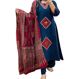 BHARVITA Womens Rayon Handwork Embroidered and Printed