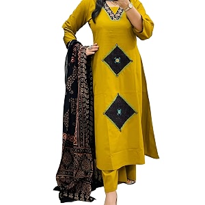 BHARVITA Womens Rayon Handwork Embroidered and Printed