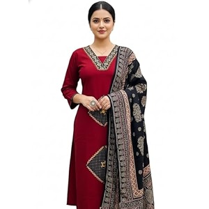 BHARVITA Womens Rayon Handwork Embroidered and Printed