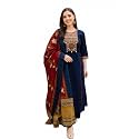 BHARVITA Womens Cotton Embroidered Anarkali Kurta and