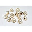 Pearl Metal Buttons - Vintage Look Ivory Shirt Fasteners, Tiny Cream Domed Shank With Gold Rim, Pack of 20 Pcs