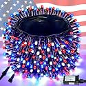 BHCLIGHT Connectable 88Ft 240LED 4th of July String Lights, Red White Blue
