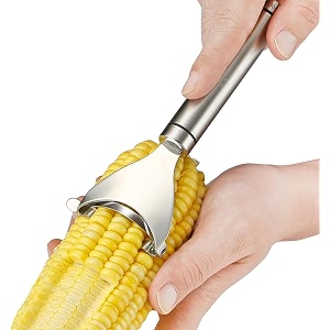 stainless steel corn peeler with ergonomic ultra sharp blades for effortless kernel removal  stripper corn remover cutter peeler