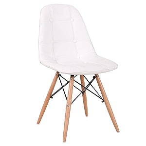 eames replica beechwood cushioned dining chair - white color