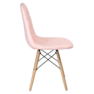 eames replica beechwood cushioned dining chair - light peach color