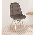 Eames Replica Faux Leather Cushioned Dining Chair in Brown Color