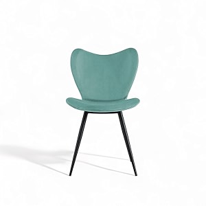 skyfly modern stylish velvet upholstered seating back side living room dining chair for cafeteria restaurent home kitchen with black metal powder coated legs in pista color