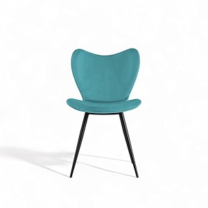 skyfly modern stylish velvet upholstered seating back side living room dining chair for cafeteria restaurent home kitchen with black metal powder coated legs in light blue color