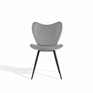 skyfly modern stylish velvet upholstered seating back side living room dining chair for cafeteria restaurent home kitchen with black metal powder coated legs in light grey color