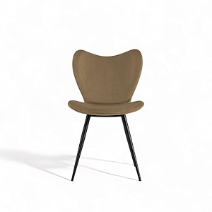 skyfly modern stylish velvet upholstered seating back side living room dining chair for cafeteria restaurent home kitchen with black metal powder coated legs in sand brown color