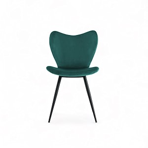 skyfly modern stylish velvet upholstered seating back side living room dining chair for cafeteria restaurent home kitchen with black metal powder coated legs in teal blue color