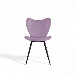 skyfly modern stylish velvet upholstered seating back side living room dining chair for cafeteria restaurent home kitchen with black metal powder coated legs in lavender color