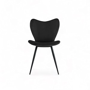 skyfly modern stylish velvet upholstered seating back side living room dining chair for cafeteria restaurent home kitchen with black metal powder coated legs in black color