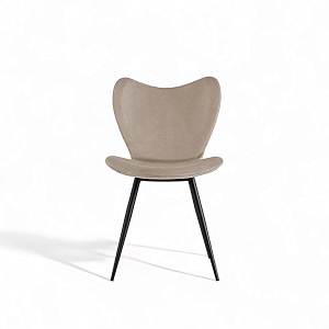 skyfly modern stylish velvet upholstered seating back side living room dining chair for cafeteria restaurent home kitchen with black metal powder coated legs in beige color
