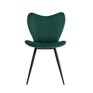 skyfly modern stylish velvet upholstered seating back side living room dining chair for cafeteria restaurent home kitchen with black metal powder coated legs in dark green color