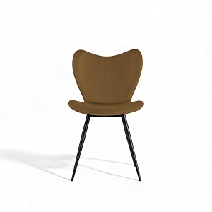 skyfly modern stylish velvet upholstered seating back side living room dining chair for cafeteria restaurent home kitchen with black metal powder coated legs in tan color