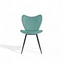 Skyfly Modern Stylish Velvet Upholstered Seating Back Side Living Room Dining Chair for Cafeteria, Restaurent, Home, Kitchen with Black Metal Powder Coated Legs in Pista Color