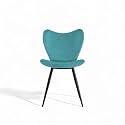 Skyfly Modern Stylish Velvet Upholstered Seating Back Side Living Room Dining Chair for Cafeteria, Restaurent, Home, Kitchen with Black Metal Powder Coated Legs in Light Blue Color
