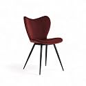 Skyfly Modern Stylish Velvet Upholstered Seating Back Side Living Room Dining Chair for Cafeteria, Restaurent, Home, Kitchen with Black Metal Powder Coated Legs in Maroon Color