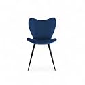 Skyfly Modern Stylish Velvet Upholstered Seating Back Side Living Room Dining Chair for Cafeteria, Restaurent, Home, Kitchen with Black Metal Powder Coated Legs in Dark Blue Color