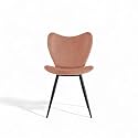 Skyfly Modern Stylish Velvet Upholstered Seating Back Side Living Room Dining Chair for Cafeteria, Restaurent, Home, Kitchen with Black Metal Powder Coated Legs in Peach Color