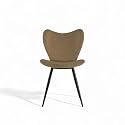 Skyfly Modern Stylish Velvet Upholstered Seating Back Side Living Room Dining Chair for Cafeteria, Restaurent, Home, Kitchen with Black Metal Powder Coated Legs in Sand Brown Color