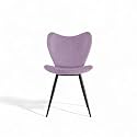 Skyfly Modern Stylish Velvet Upholstered Seating Back Side Living Room Dining Chair for Cafeteria, Restaurent, Home, Kitchen with Black Metal Powder Coated Legs in Lavender Color