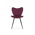 Skyfly Modern Stylish Velvet Upholstered Seating Back Side Living Room Dining Chair for Cafeteria, Restaurent, Home, Kitchen with Black Metal Powder Coated Legs in Dark Pink Color