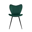 Skyfly Modern Stylish Velvet Upholstered Seating Back Side Living Room Dining Chair for Cafeteria, Restaurent, Home, Kitchen with Black Metal Powder Coated Legs in Dark Grey Color