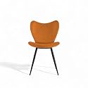 Skyfly Modern Stylish Velvet Upholstered Seating Back Side Living Room Dining Chair for Cafeteria, Restaurent, Home, Kitchen with Black Metal Powder Coated Legs in Orange Color