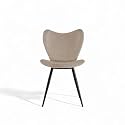 Skyfly Modern Stylish Velvet Upholstered Seating Back Side Living Room Dining Chair for Cafeteria, Restaurent, Home, Kitchen with Black Metal Powder Coated Legs in Beige Color