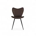 Skyfly Modern Stylish Velvet Upholstered Seating Back Side Living Room Dining Chair for Cafeteria, Restaurent, Home, Kitchen with Black Metal Powder Coated Legs in Dark Brown Color