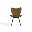 Skyfly Modern Stylish Velvet Upholstered Seating Back Side Living Room Dining Chair for Cafeteria, Restaurent, Home, Kitchen with Black Metal Powder Coated Legs in Tan Color