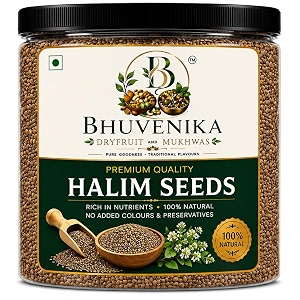 bhuvenika dry fruits amp mukhwas halim seeds for eating 500gm garden cress aliv seeds  hygienically packed  raw and natural  halim seedi used in cooking baking smoothies and other beverages and hair growth
