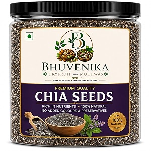 bhuvenika dry fruits amp mukhwas premium chia seeds 1kg  natural hydrator for summers  high protein amp high fibre seeds for eating