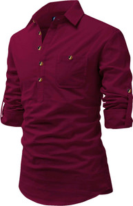 BHUVIKOO Men Solid Straight Kurta