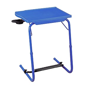 multipurpose laptop study table strong top with cup holder 6 heights 3 angles foldable adjustable portable blue color
